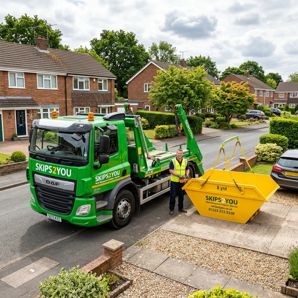 Skips2You delivery truck on a UK street